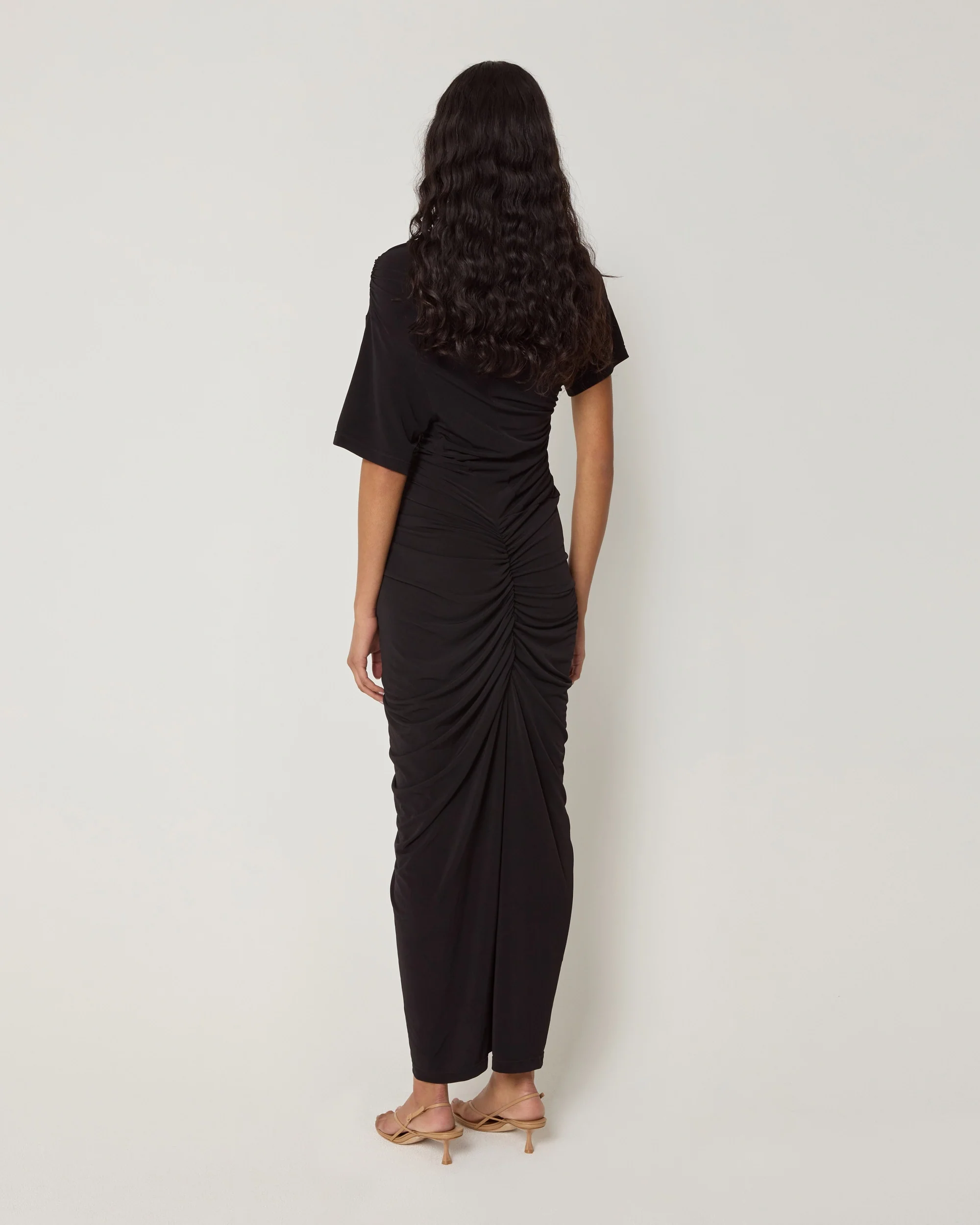 Asymmetrical Ruched Dress | Black - Image 5
