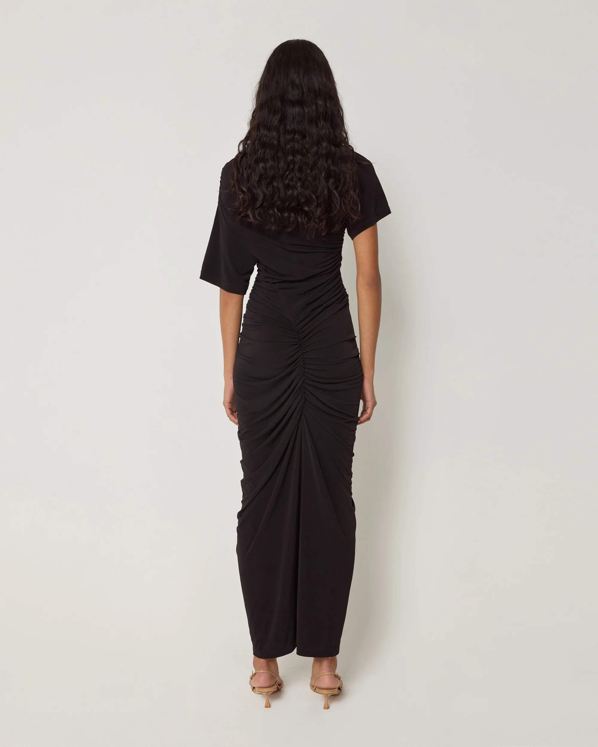 Asymmetrical Ruched Dress | Black - Image 6