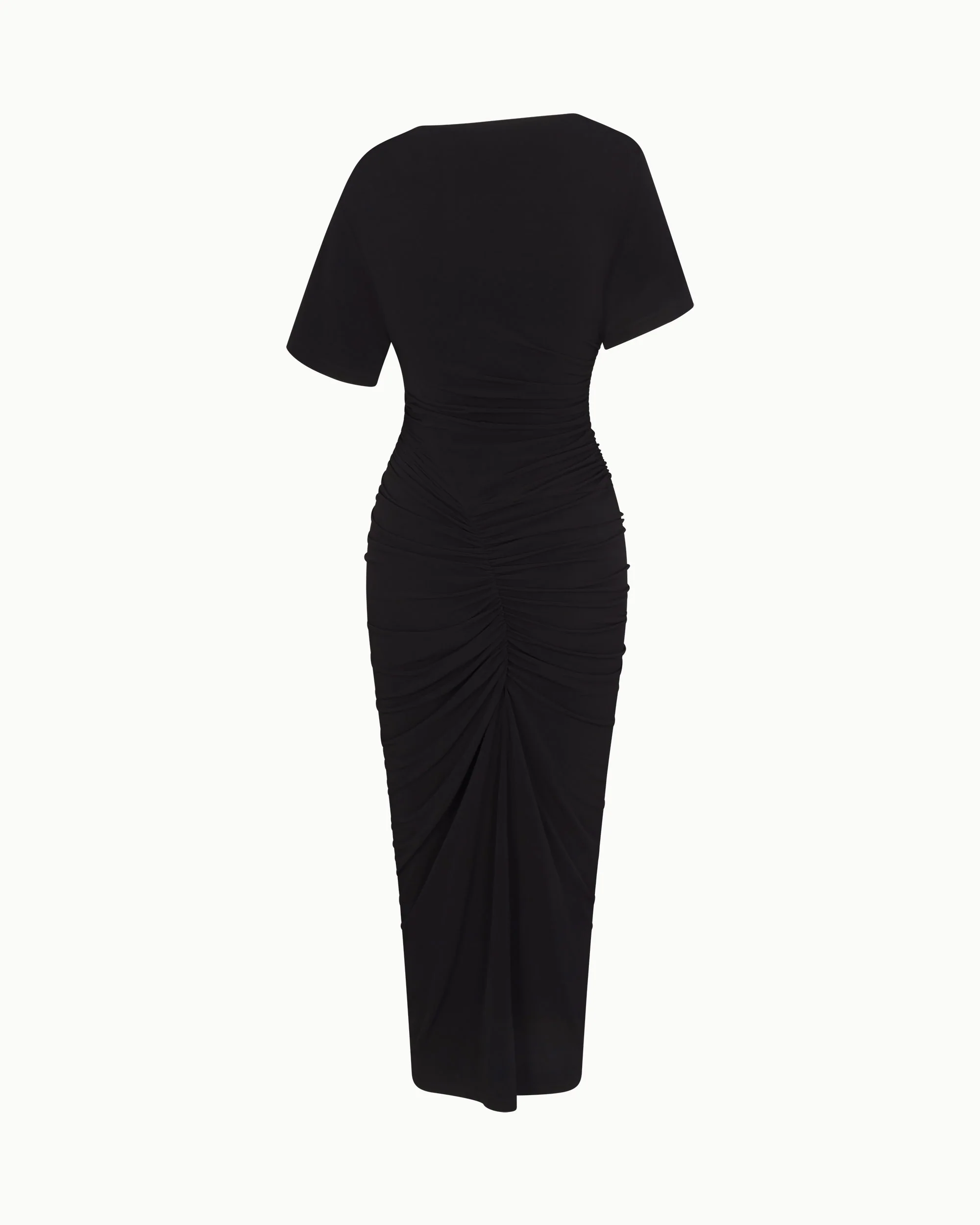 Asymmetrical Ruched Dress | Black - Image 9