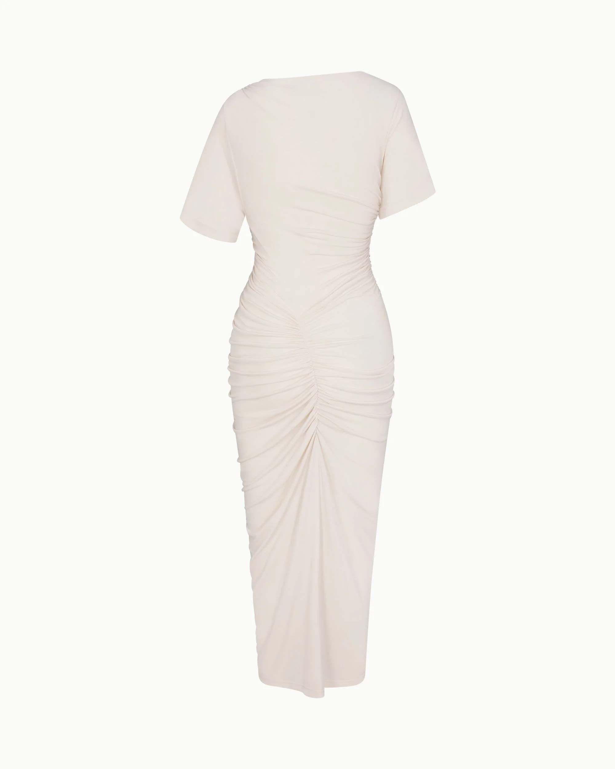 Asymmetrical Ruched Dress | Shell - Image 11