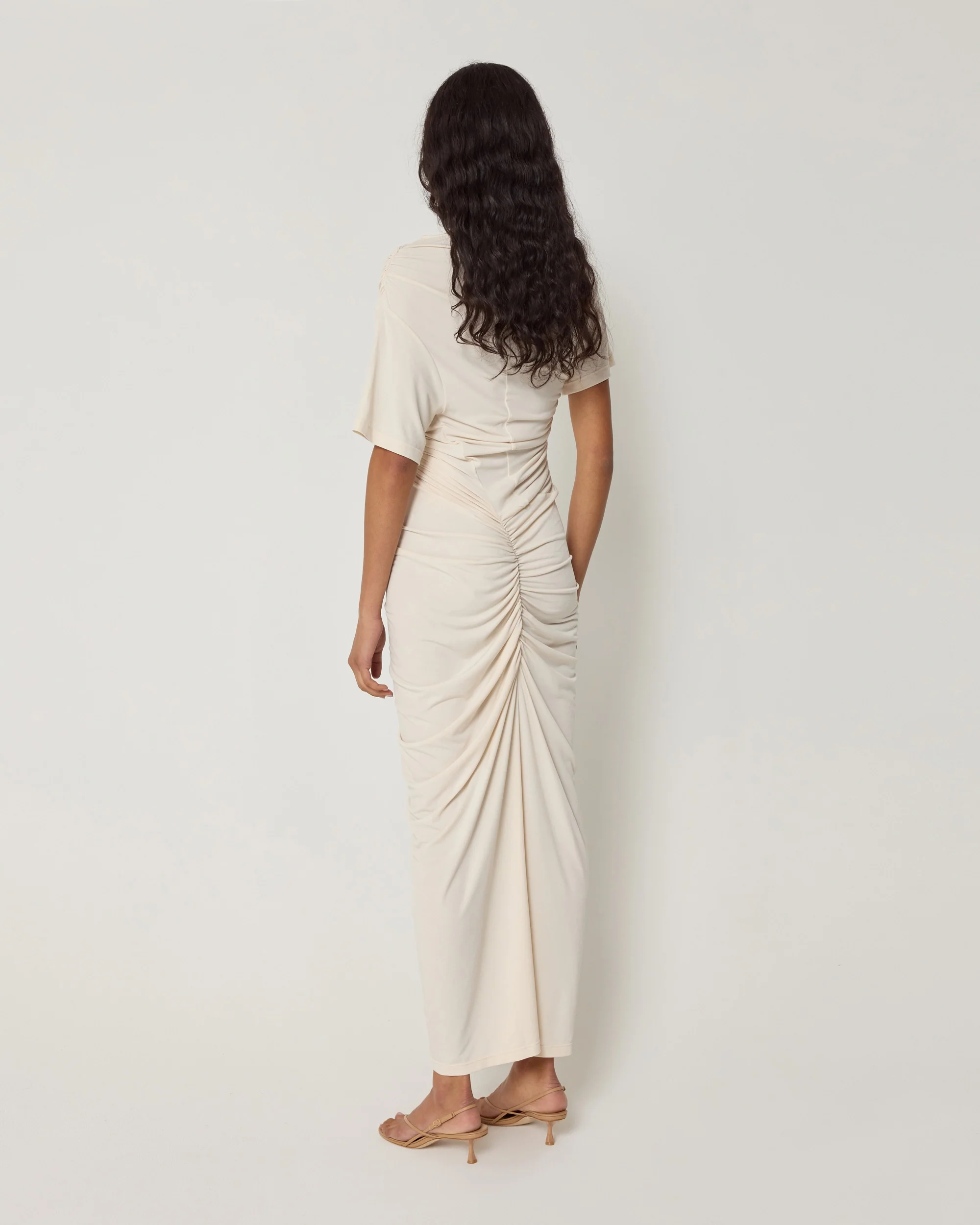 Asymmetrical Ruched Dress | Shell - Image 5