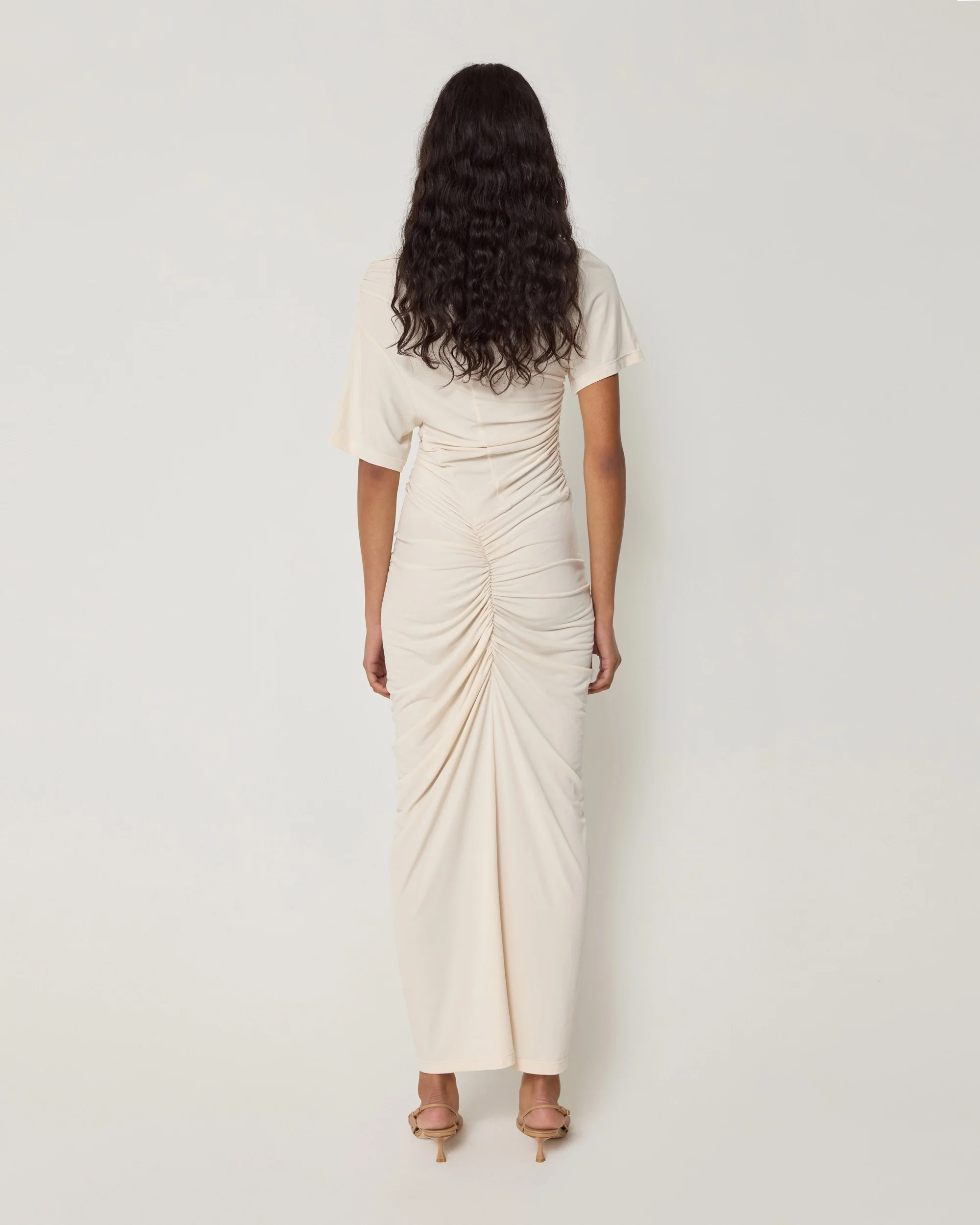 Asymmetrical Ruched Dress | Shell - Image 6