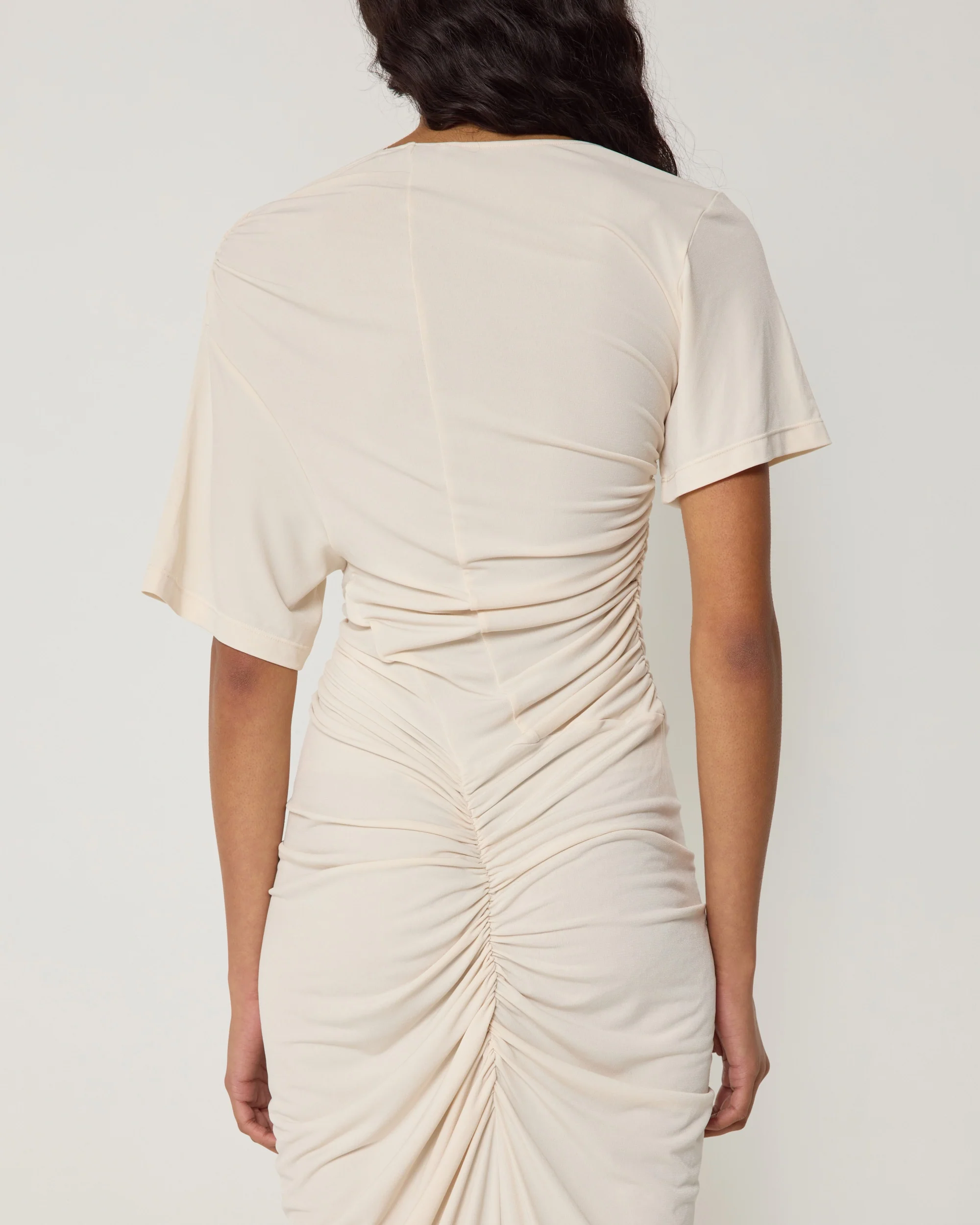 Asymmetrical Ruched Dress | Shell - Image 8