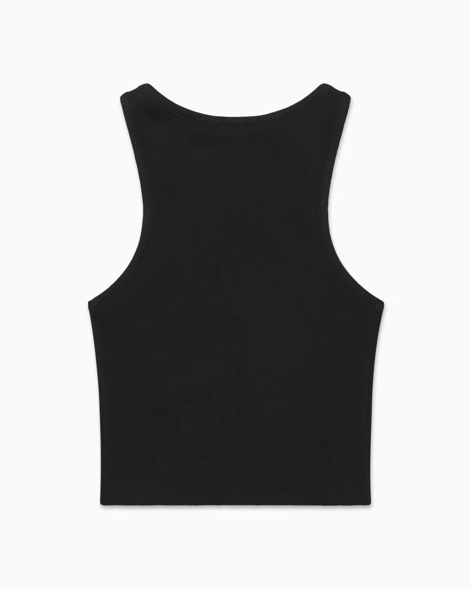 Cropped Raw Hem Rib Tank | Black - Image 6