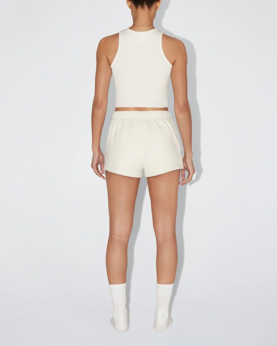 Cropped Raw Hem Rib Tank | Ecru - Image 6