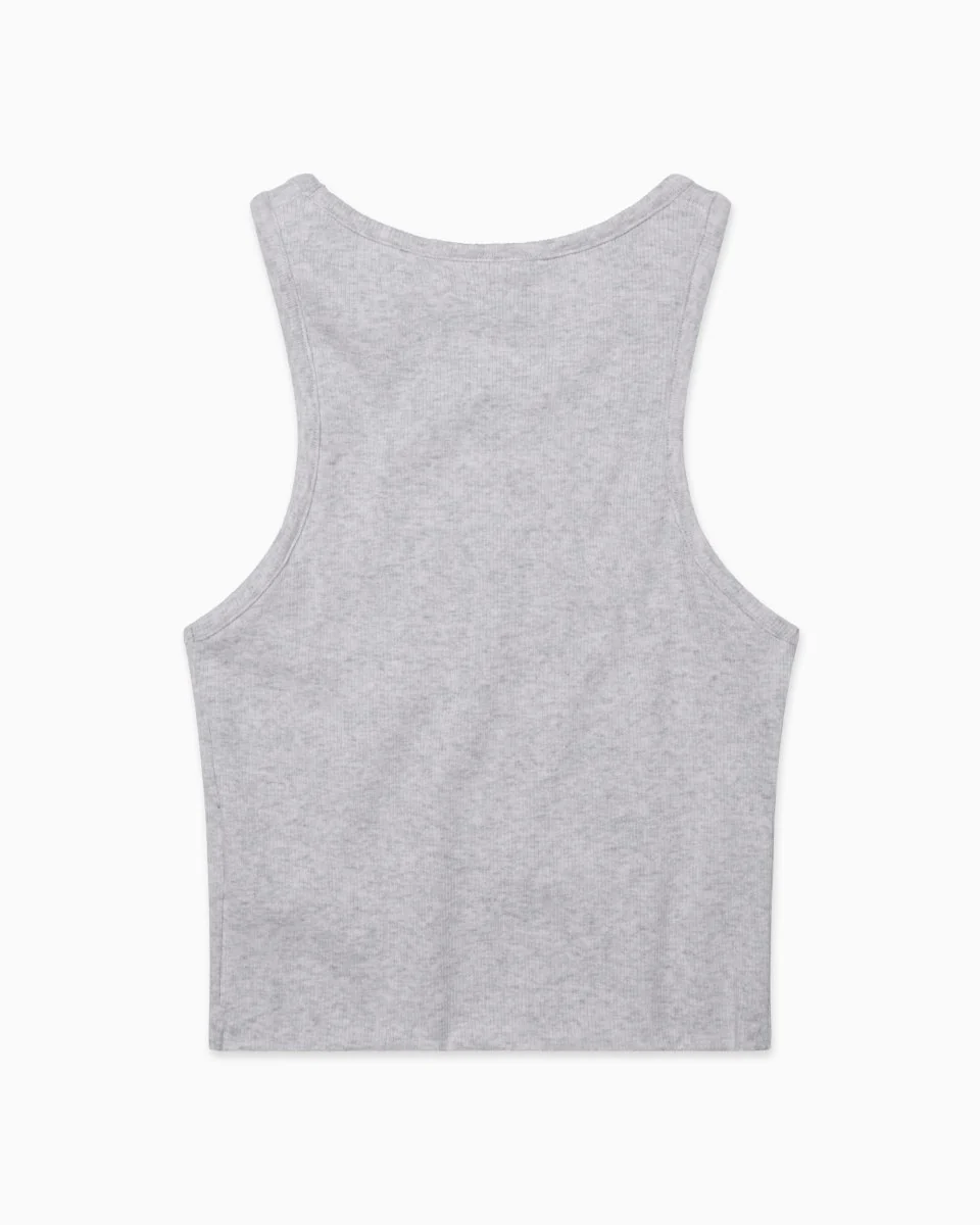 Cropped Raw Hem Rib Tank | Light Heather Grey - Image 12