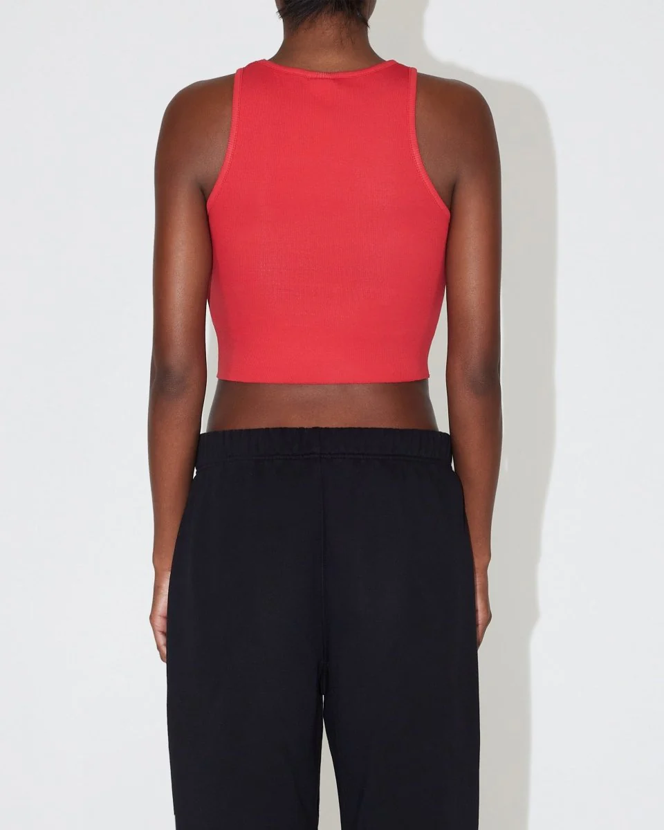 Cropped Raw Hem Rib Tank | Red - Image 5