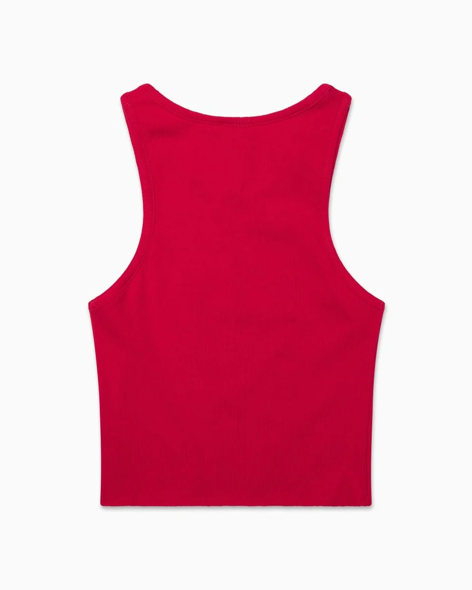 Cropped Raw Hem Rib Tank | Red - Image 6