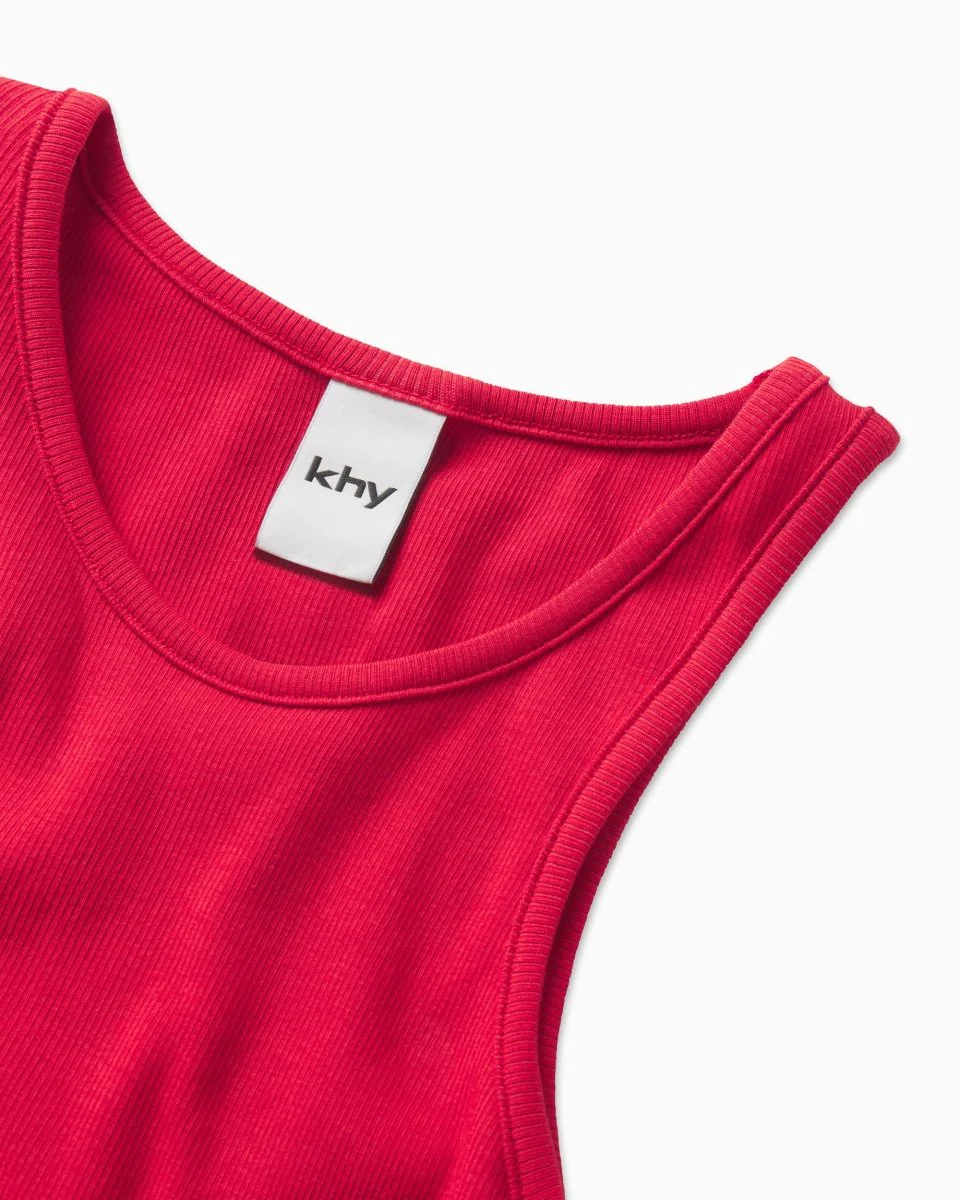 Cropped Raw Hem Rib Tank | Red - Image 7