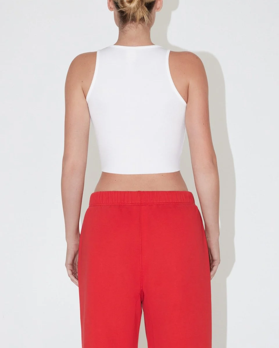 Cropped Raw Hem Rib Tank | White - Image 5