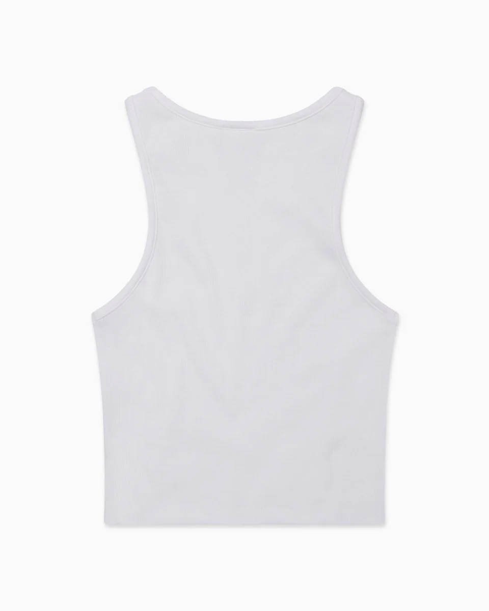 Cropped Raw Hem Rib Tank | White - Image 6