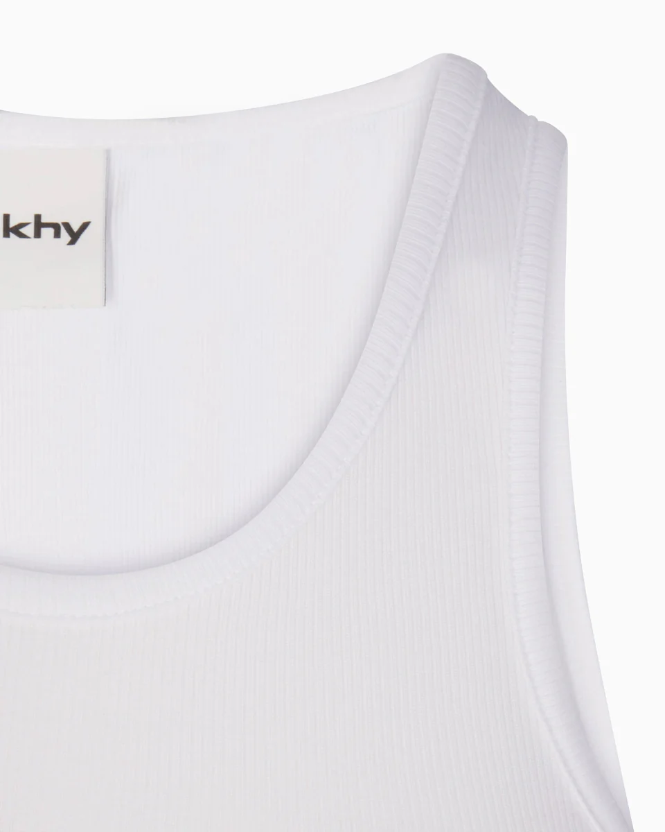 Cropped Raw Hem Rib Tank | White - Image 7