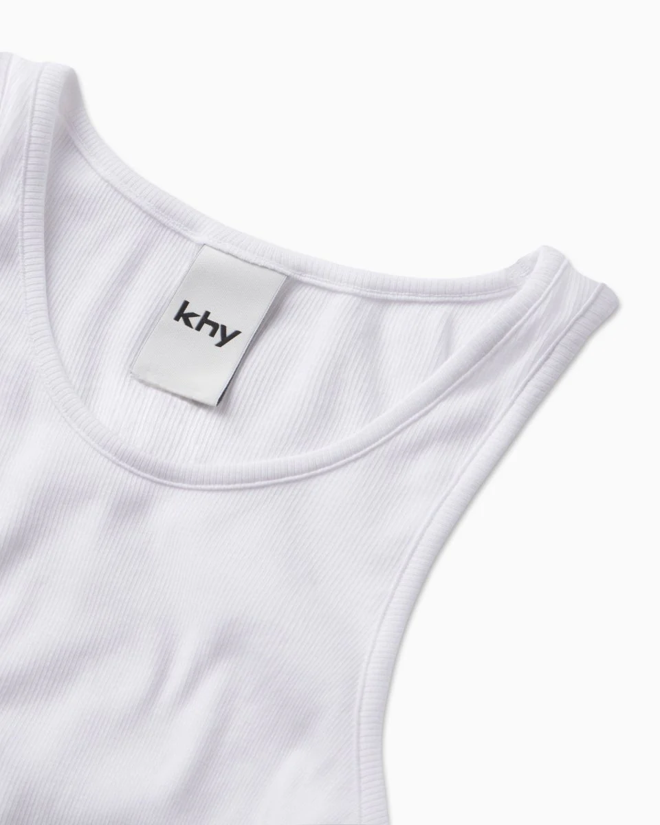 Cropped Raw Hem Rib Tank | White - Image 8