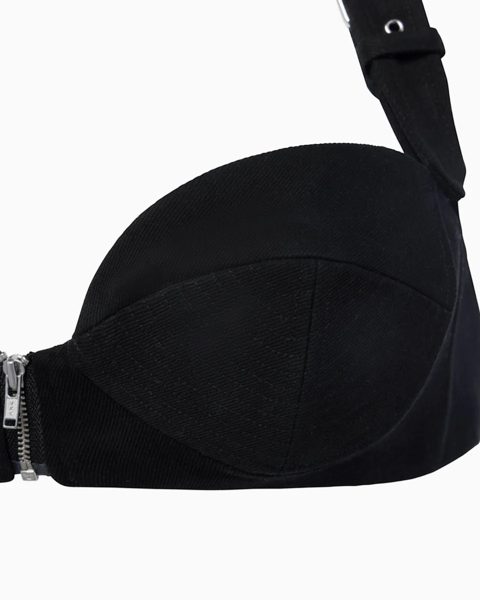 Denim Zipper Bralette | Black - Image 12