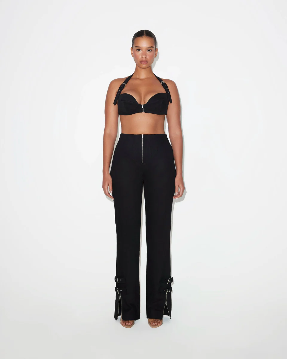 Denim Zipper Bralette | Black - Image 3