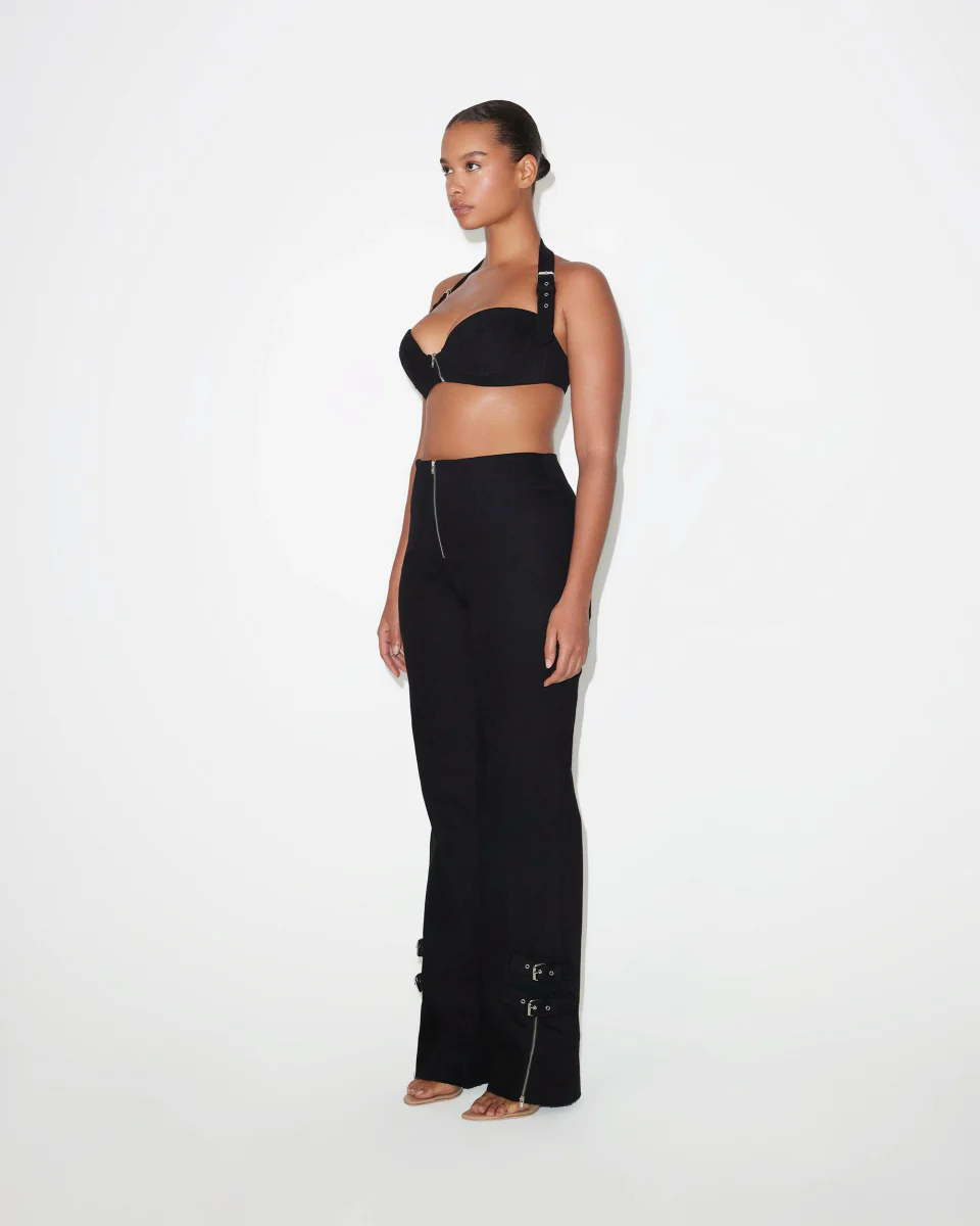 Denim Zipper Bralette | Black - Image 4