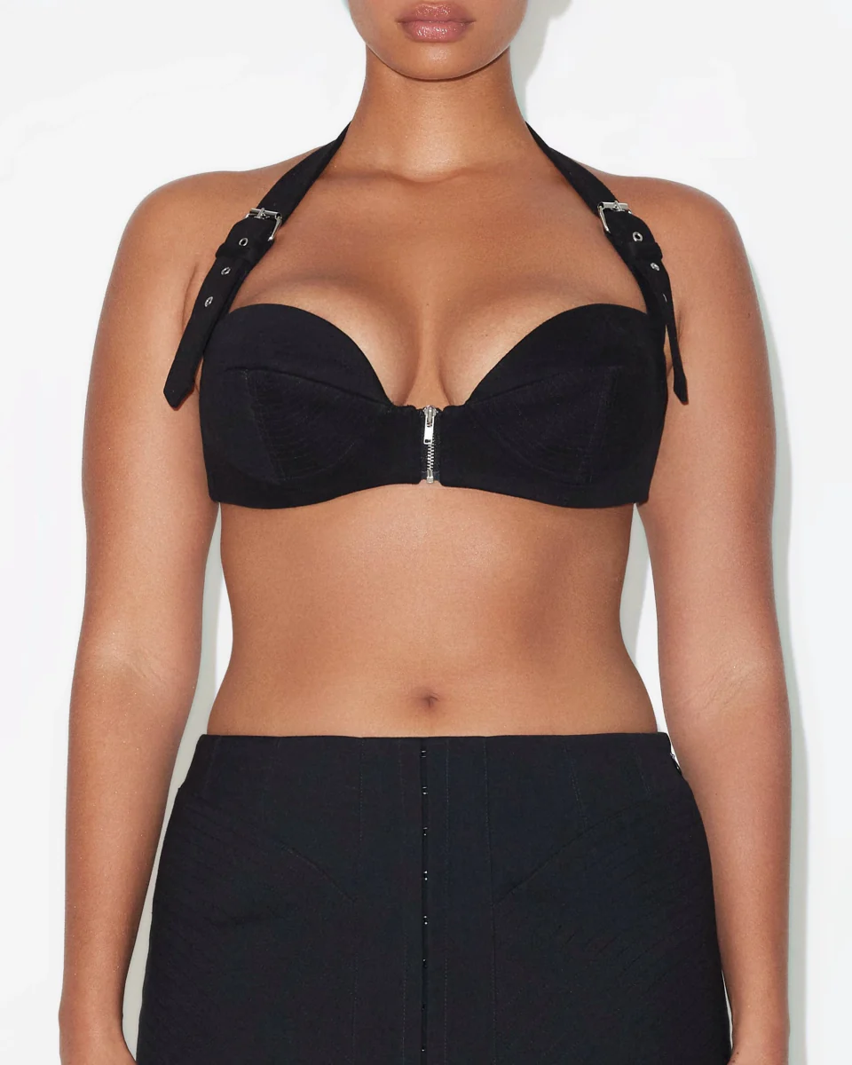 Denim Zipper Bralette | Black - Image 7