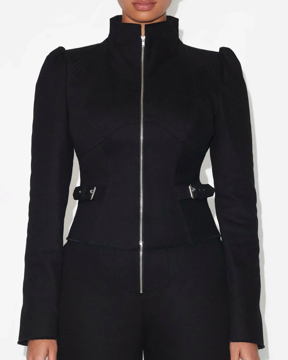 Denim Zipper Jacket | Black - Image 3