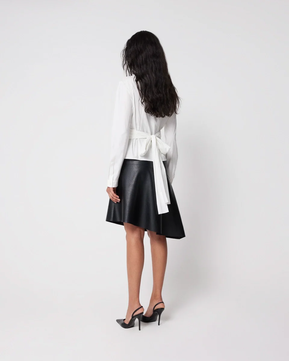 Faux Leather Asymmetrical Skirt | Black - Image 5