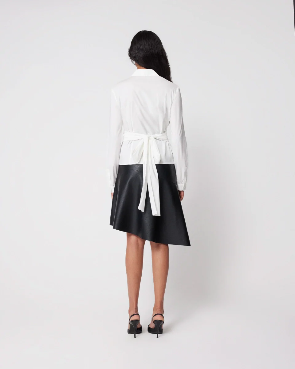 Faux Leather Asymmetrical Skirt | Black - Image 6