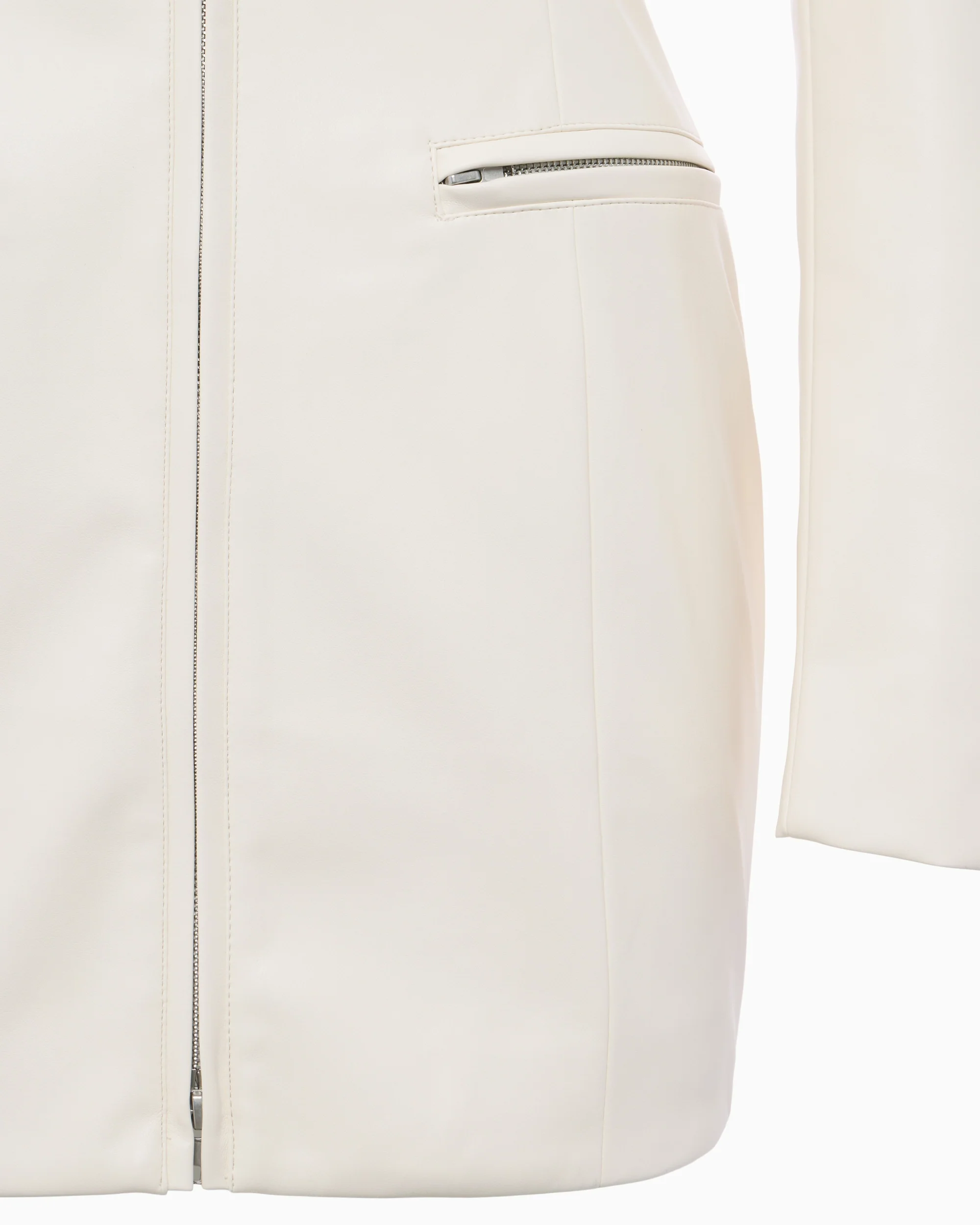 Faux Leather Collared Mini Dress | Chalk - Image 7