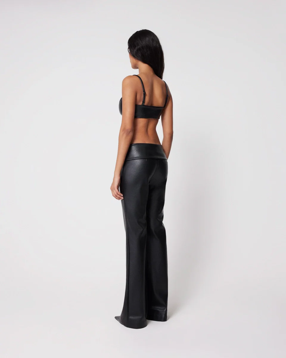 Faux Leather Low Rise Foldover Pant | Black - Image 5
