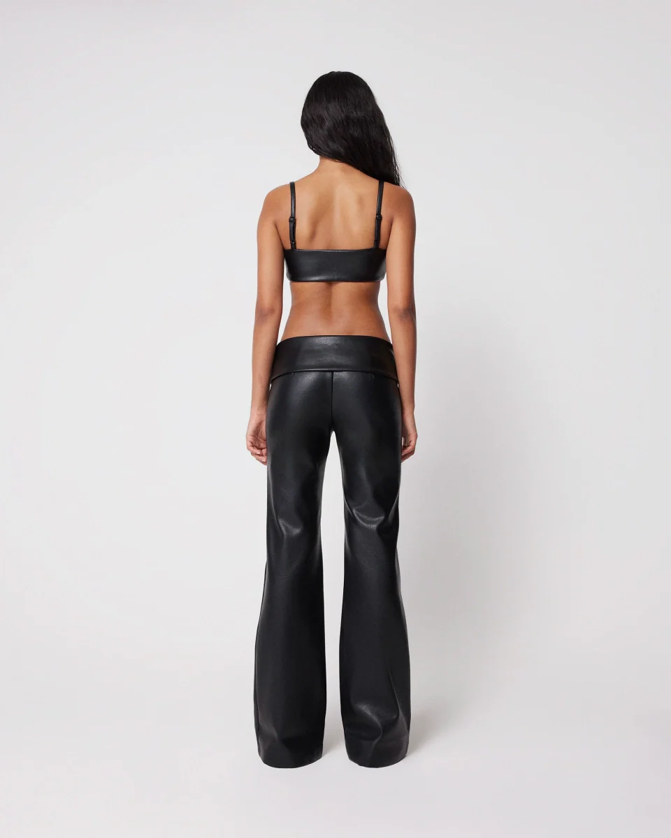 Faux Leather Low Rise Foldover Pant | Black - Image 6