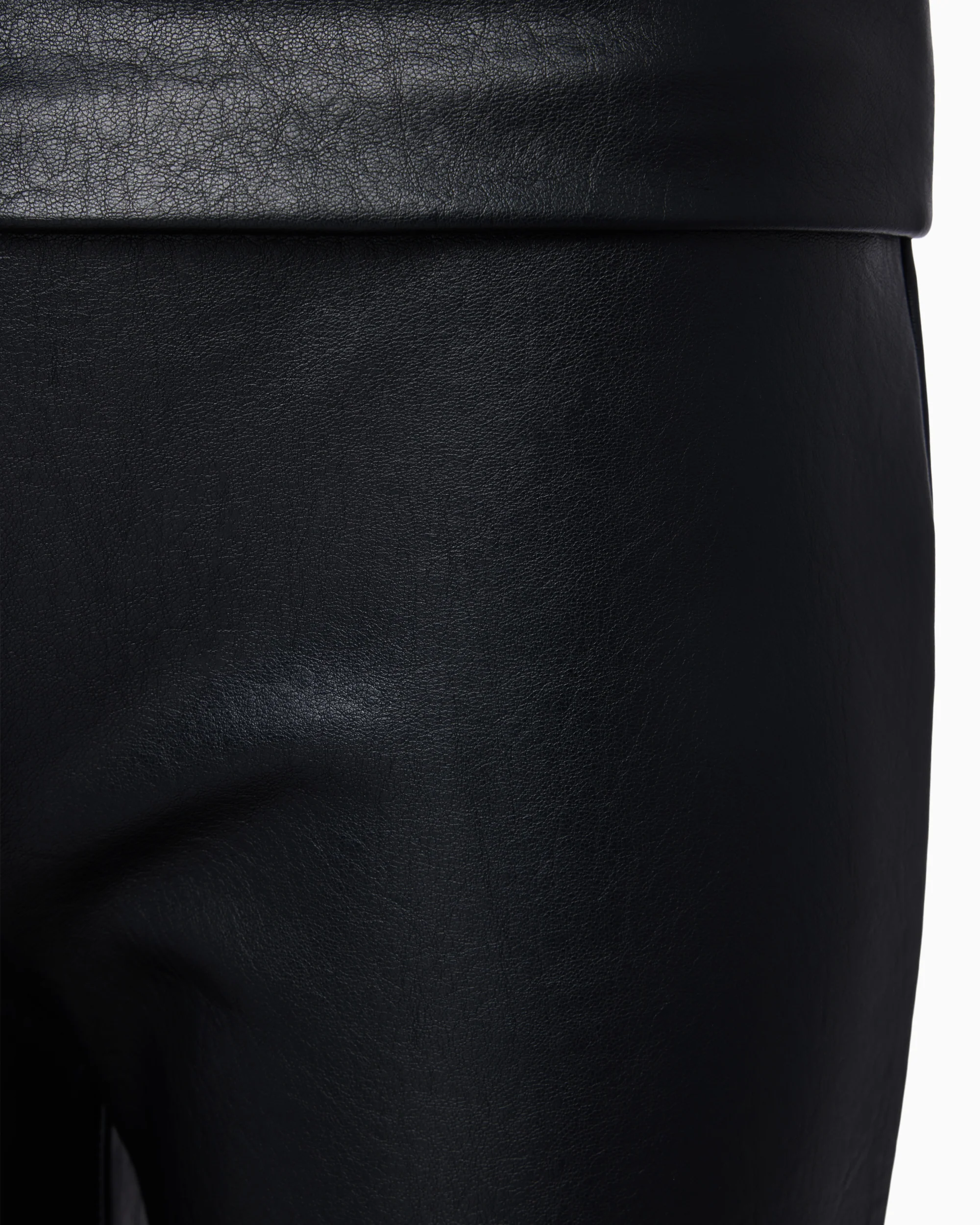 Faux Leather Low Rise Foldover Pant | Black - Image 8