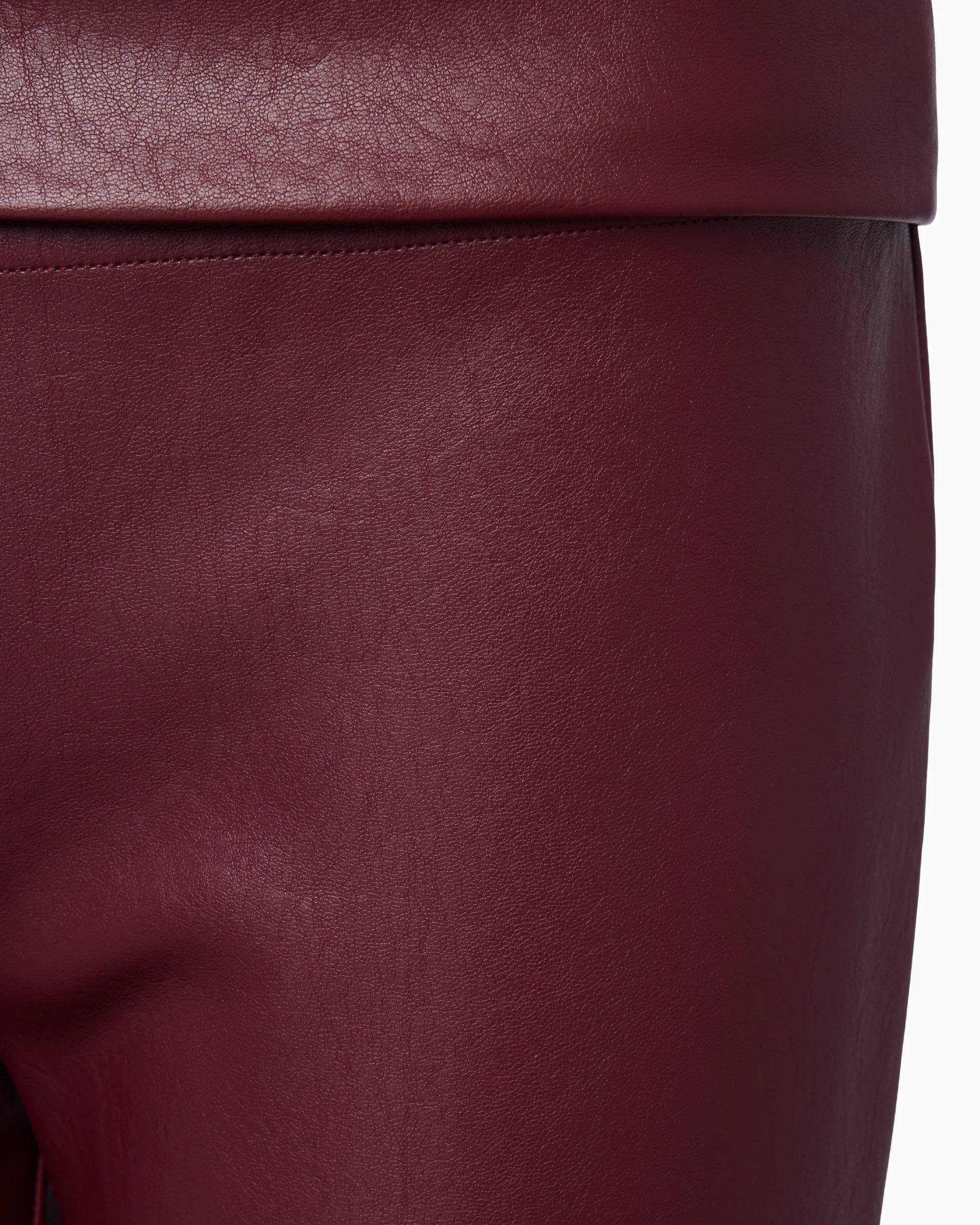 Faux Leather Low Rise Foldover Pant | Merlot - Image 7