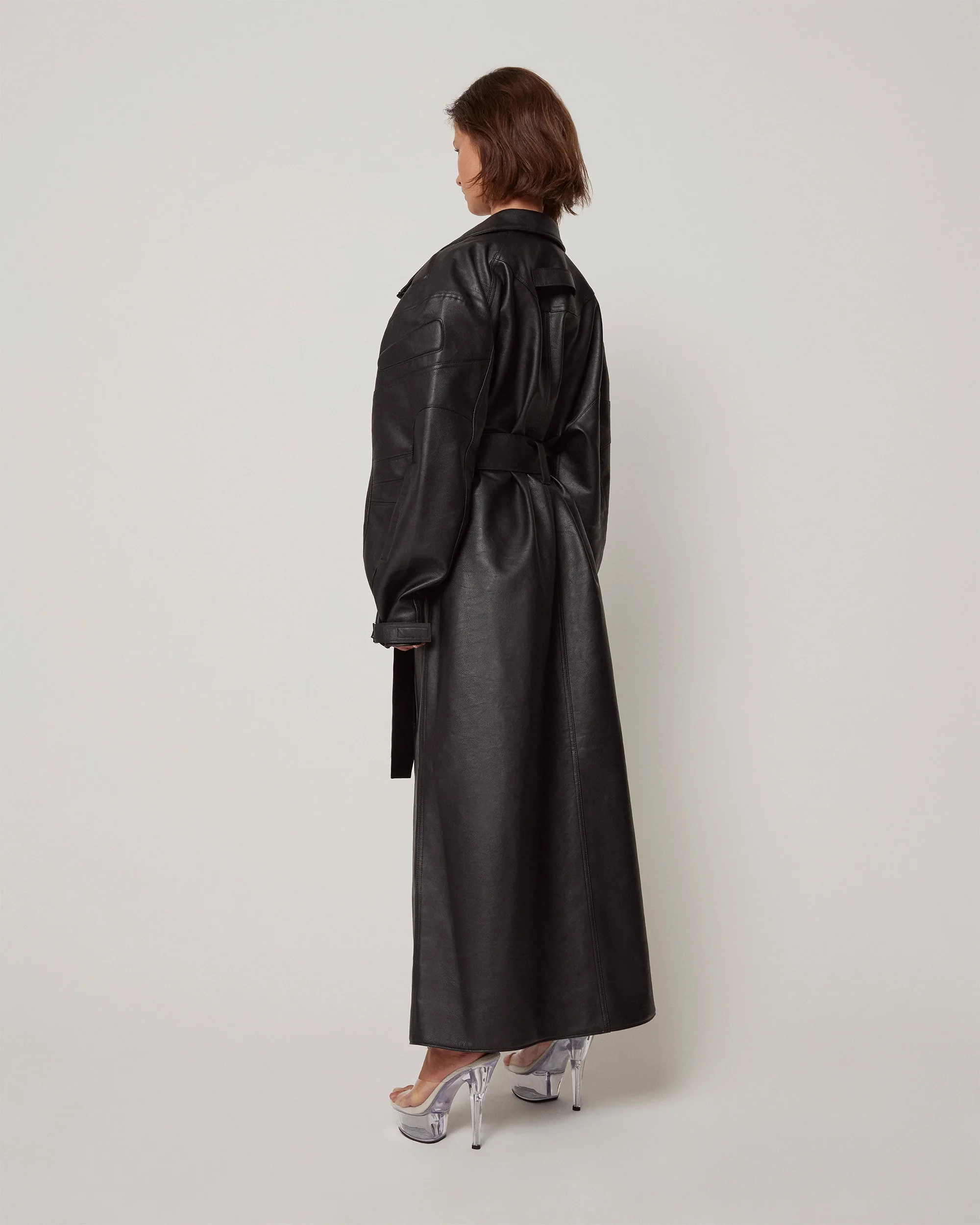 Faux Leather Trench | Black - Image 5