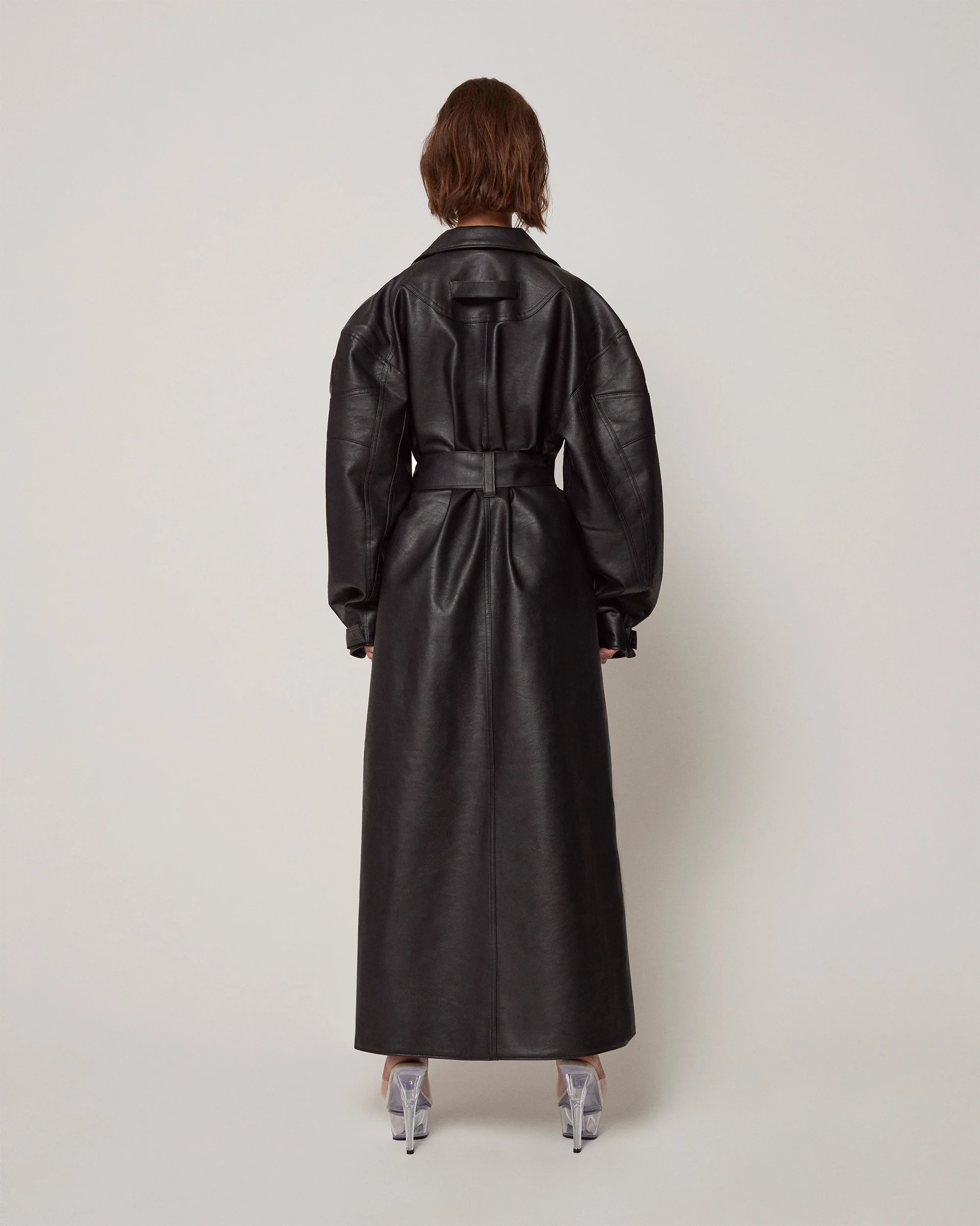 Faux Leather Trench | Black - Image 6