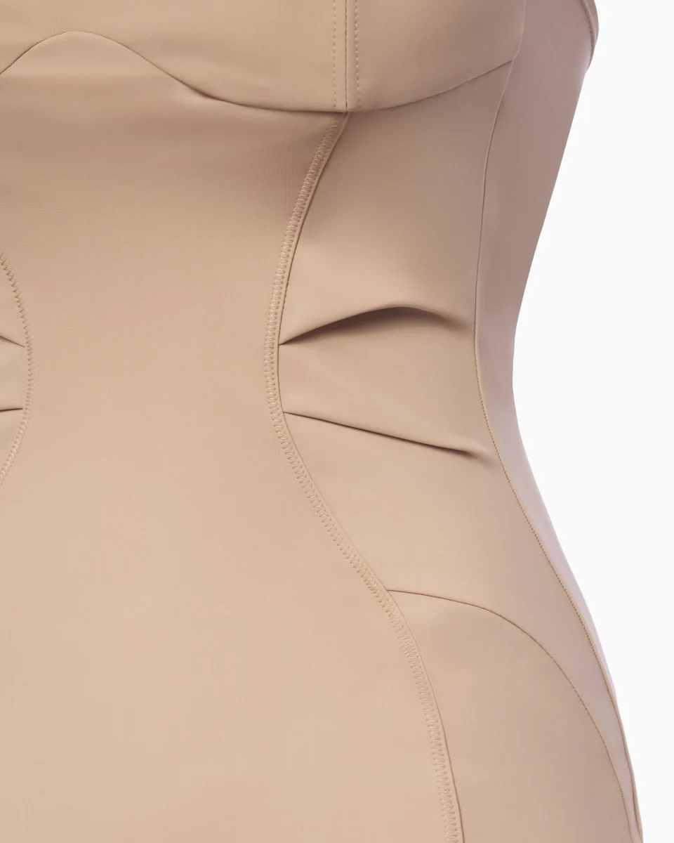 Fitted Halter Dress | Beige - Image 7