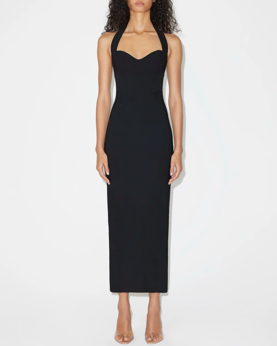 Fitted Halter Dress | Black - Image 3
