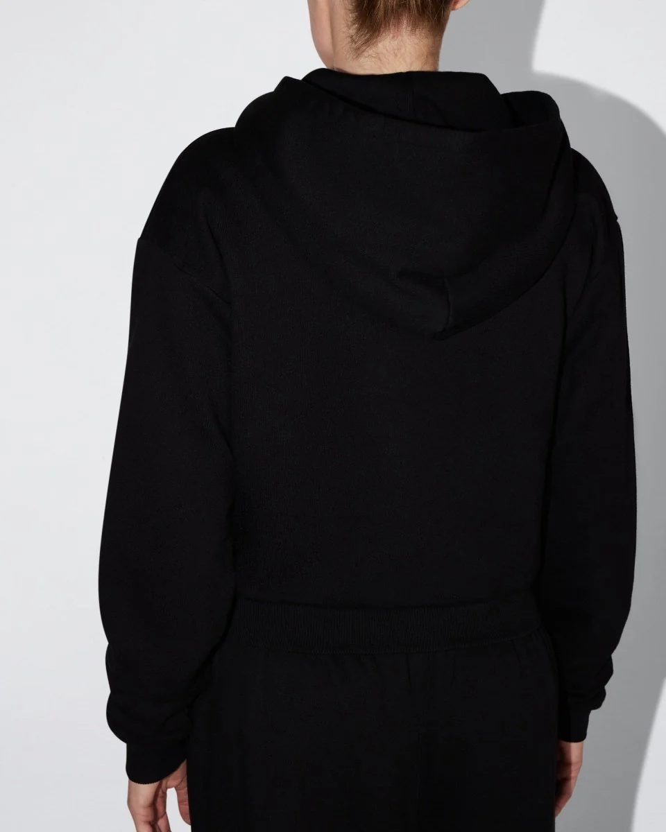 Fleece Zip Hoodie with Oversized Hood | Black - Image 11