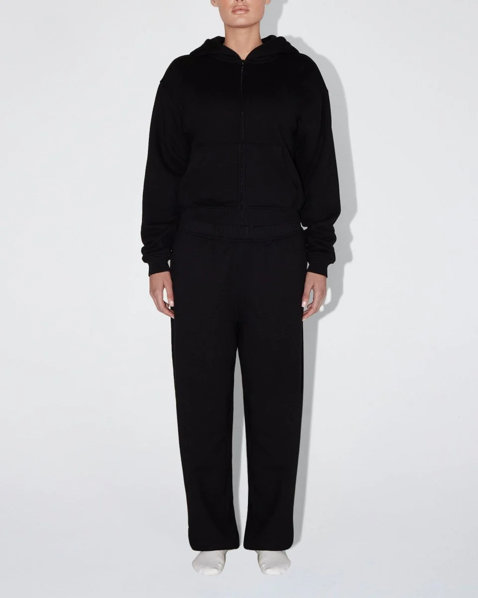 Fleece Zip Hoodie with Oversized Hood | Black - Image 3