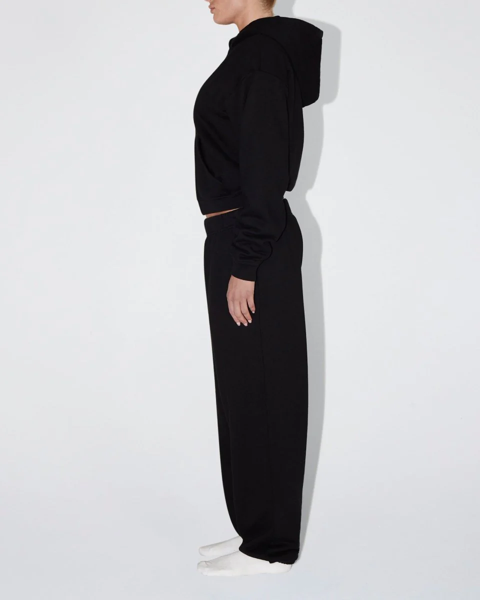 Fleece Zip Hoodie with Oversized Hood | Black - Image 5