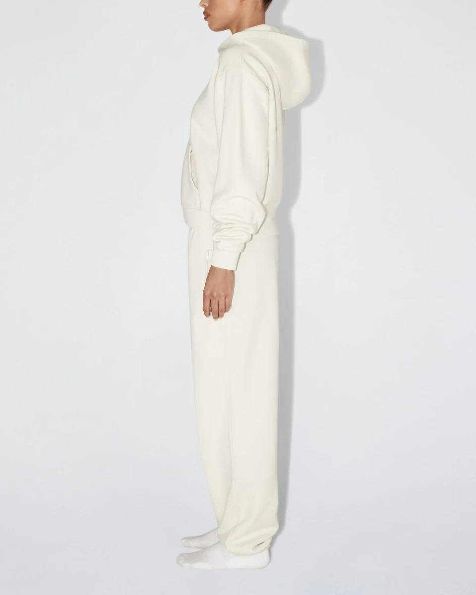 Fleece Zip Hoodie with Oversized Hood | Ecru - Image 5