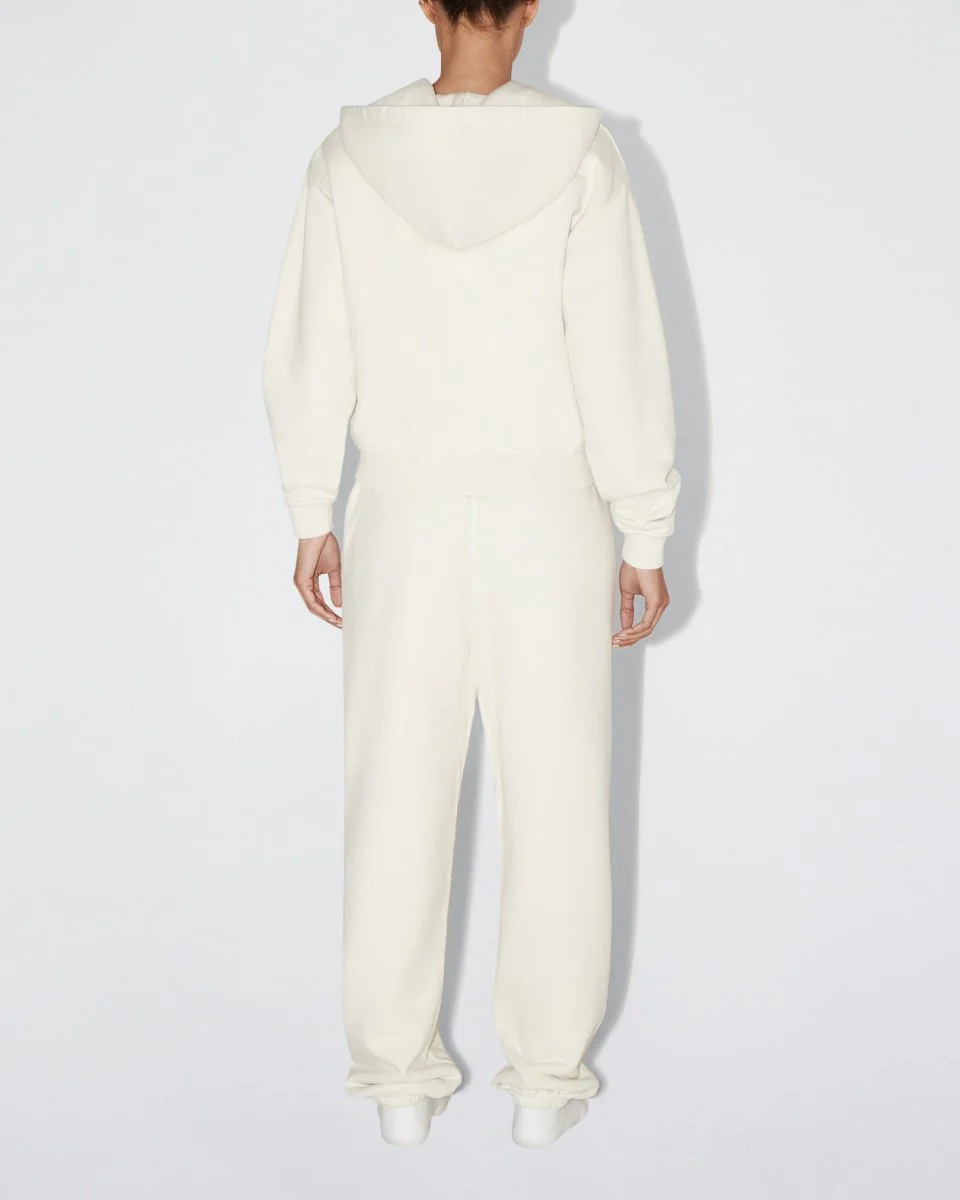 Fleece Zip Hoodie with Oversized Hood | Ecru - Image 6