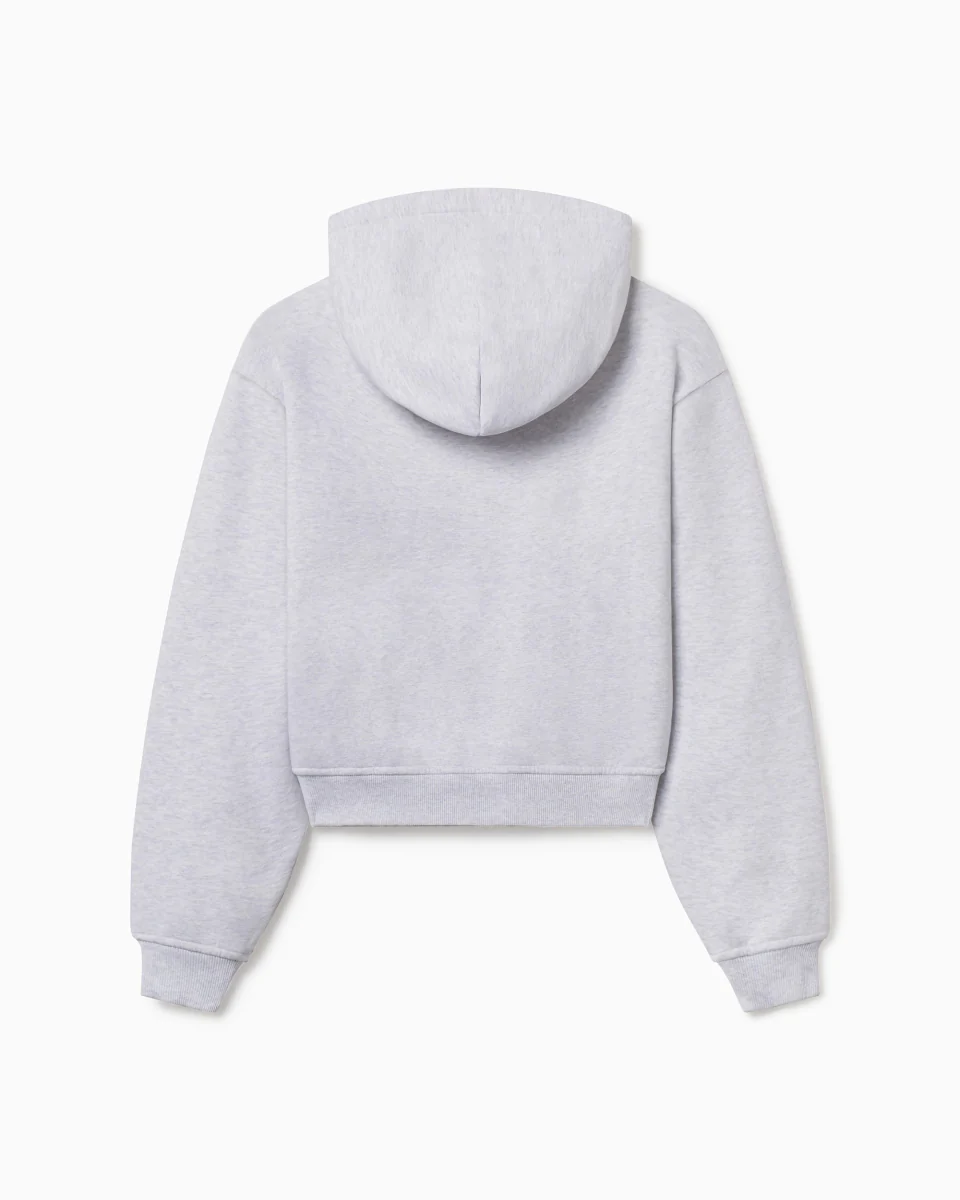 Fleece Zip Hoodie with Oversized Hood | Light Heather Grey - Image 11
