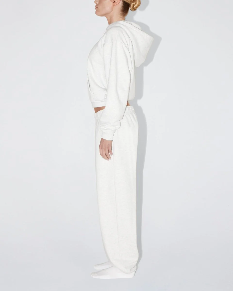 Fleece Zip Hoodie with Oversized Hood | Light Heather Grey - Image 5