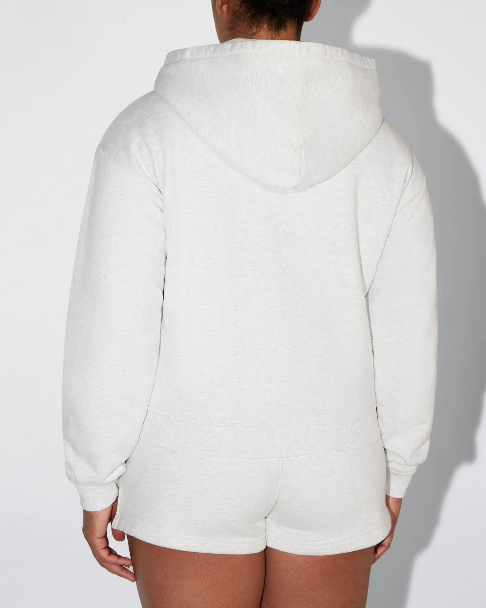 Fleece Zip Hoodie with Oversized Hood | Light Heather Grey - Image 7