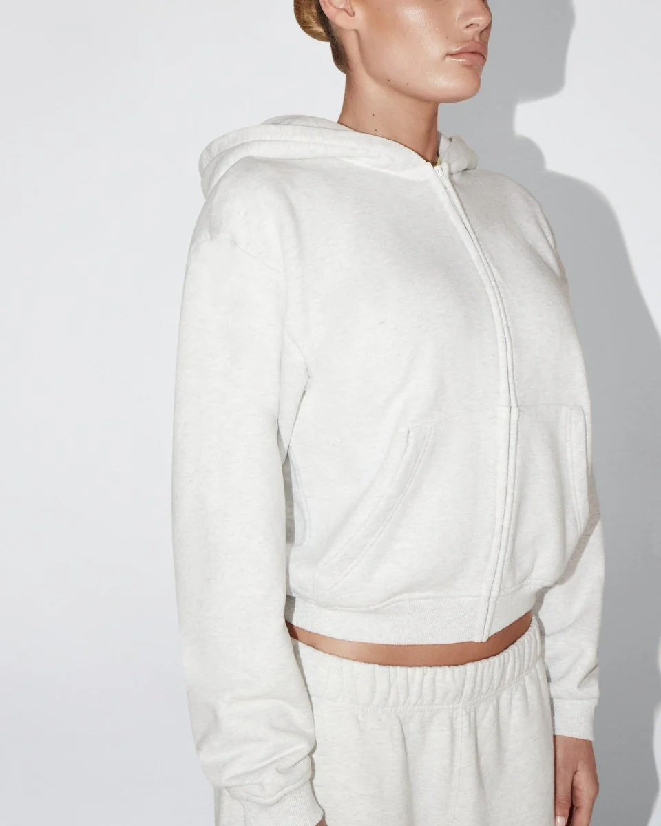 Fleece Zip Hoodie with Oversized Hood | Light Heather Grey - Image 8