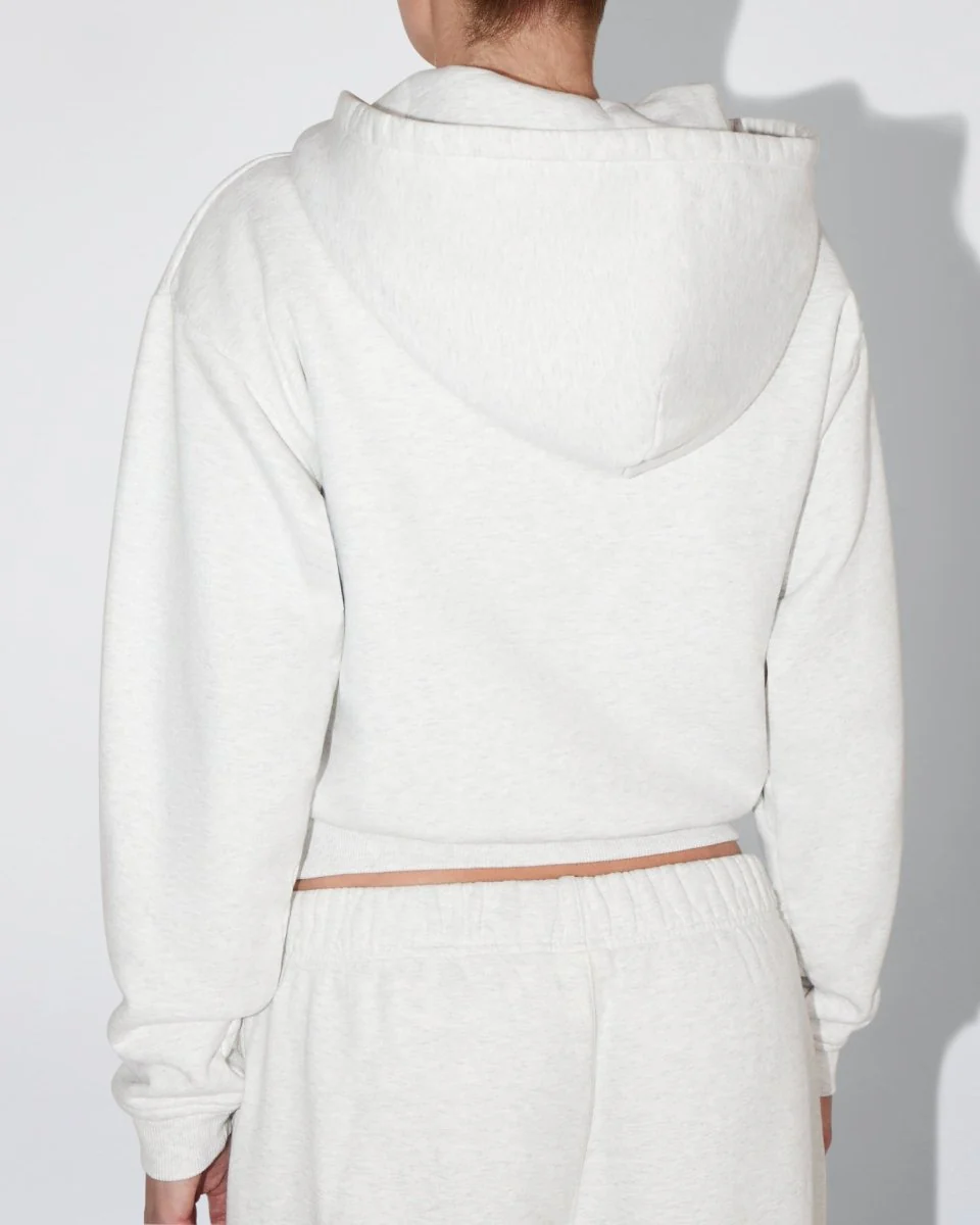 Fleece Zip Hoodie with Oversized Hood | Light Heather Grey - Image 9