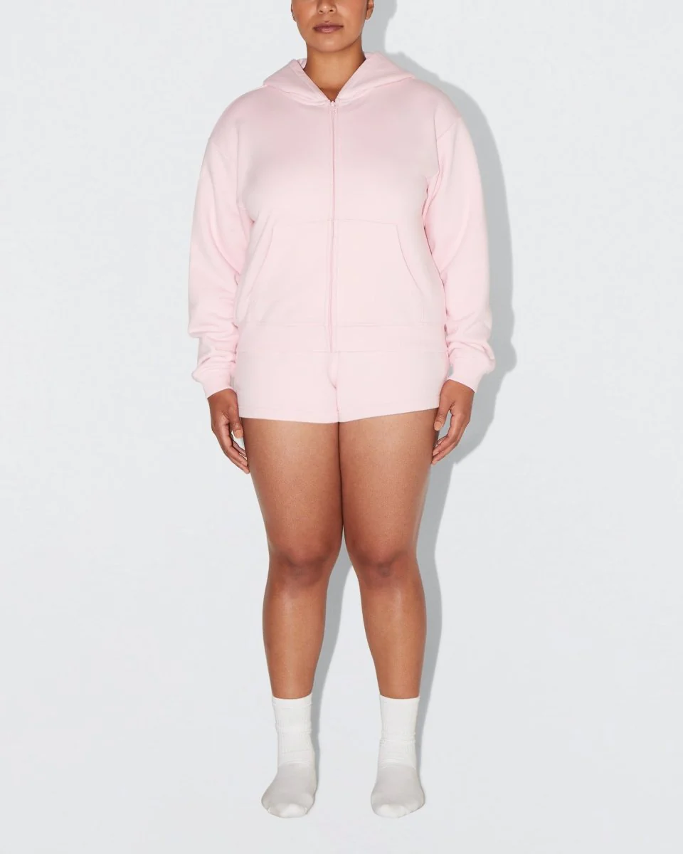 Fleece Zip Hoodie with Oversized Hood | Orchid Pink - Image 3