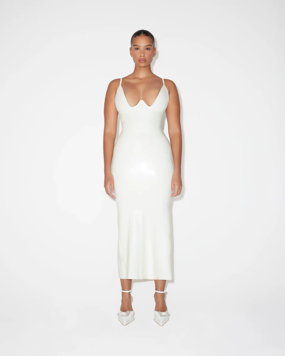 Latex Maxi Skirt | Bone - Image 3