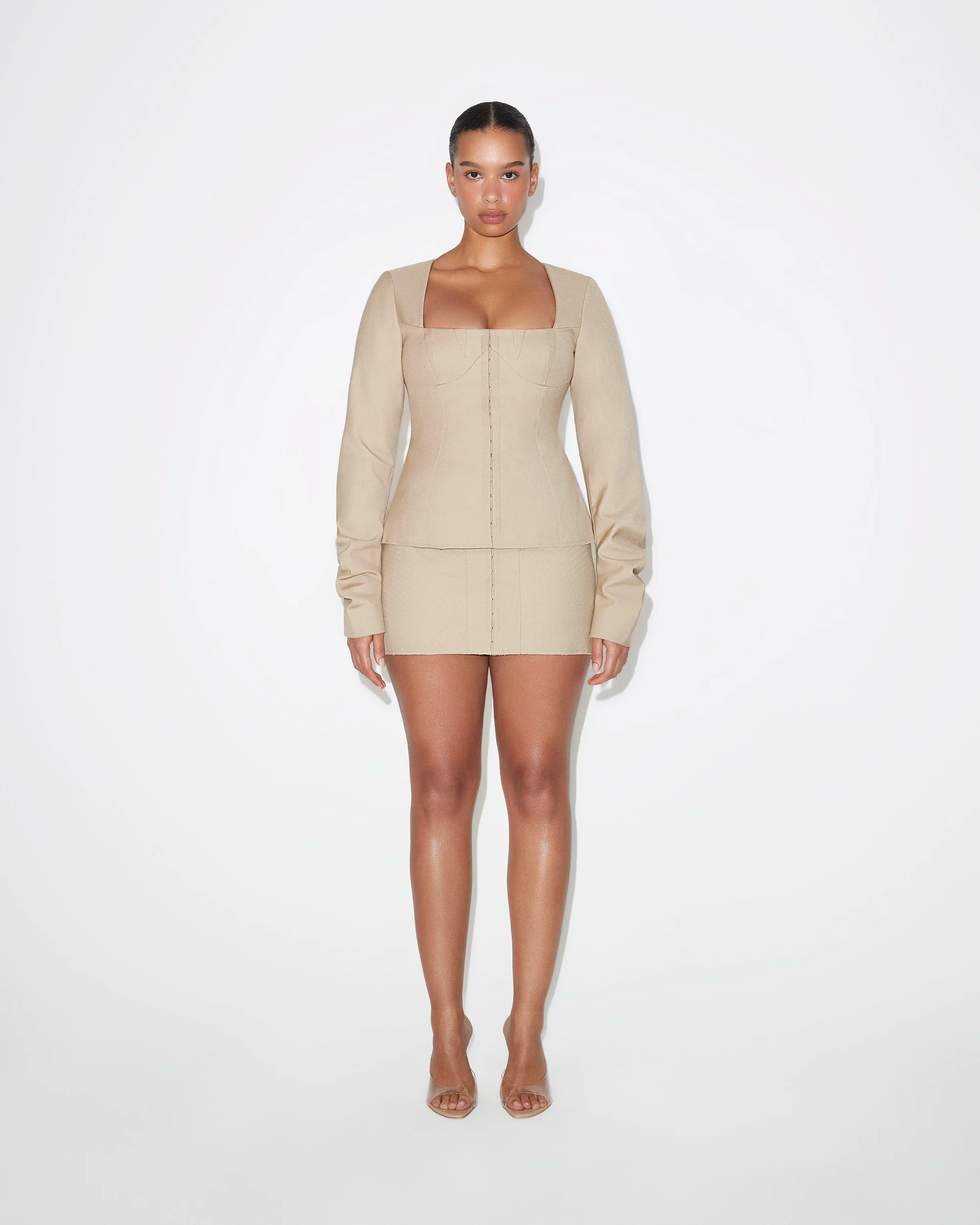 Long Sleeve Corset Top | Sand - Image 3