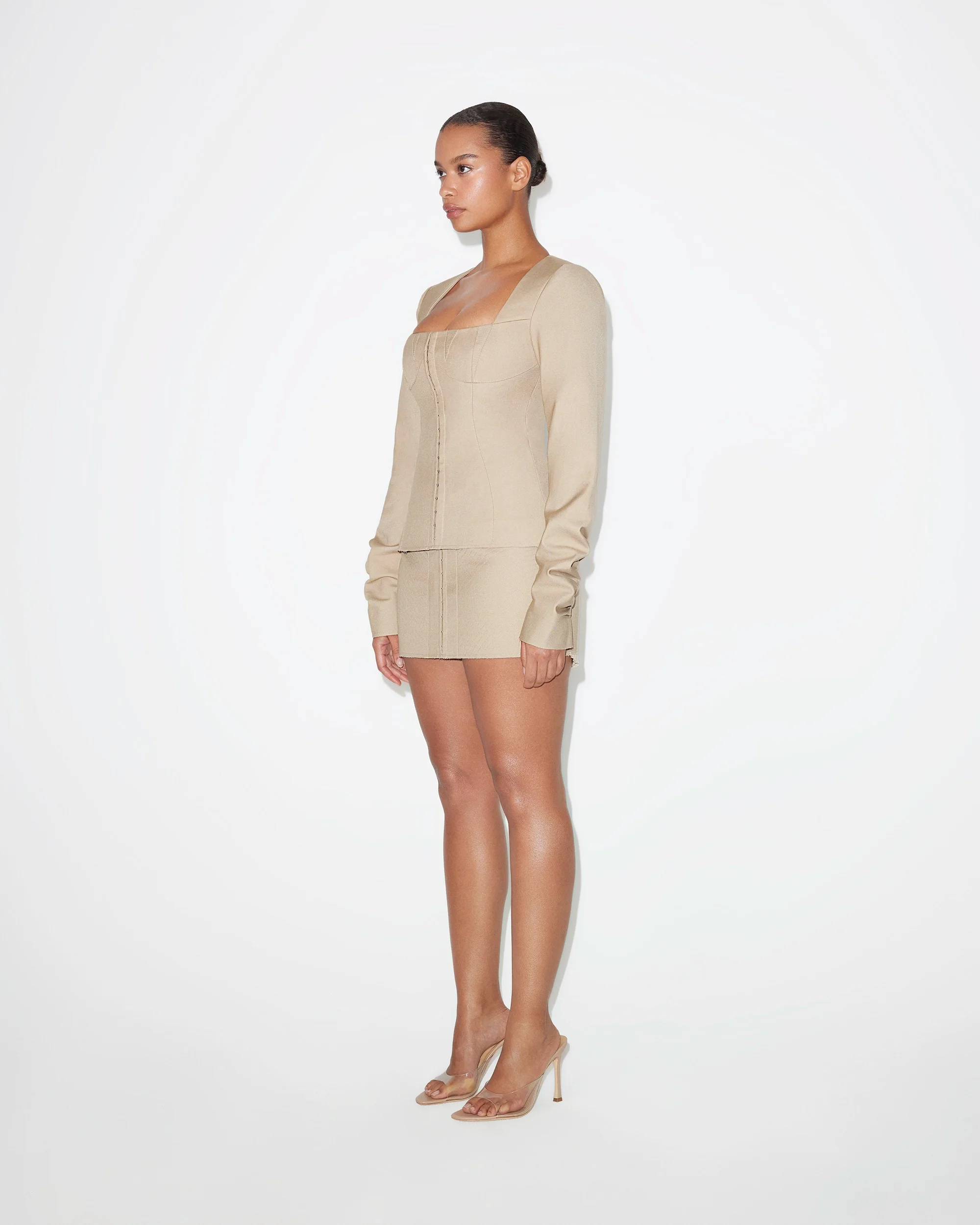 Long Sleeve Corset Top | Sand - Image 4