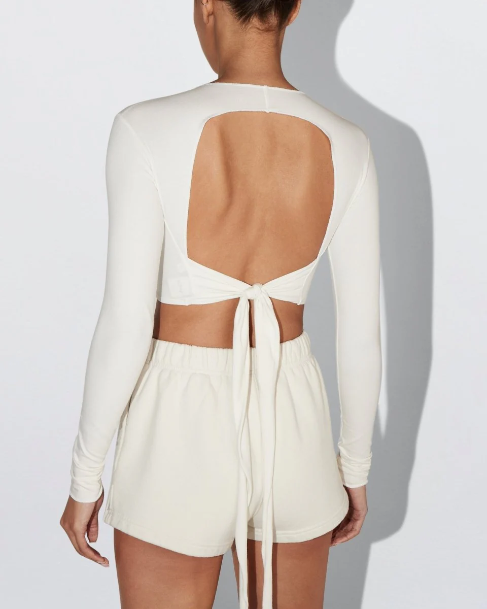 Long Sleeve Wrap Top | Ecru - Image 7