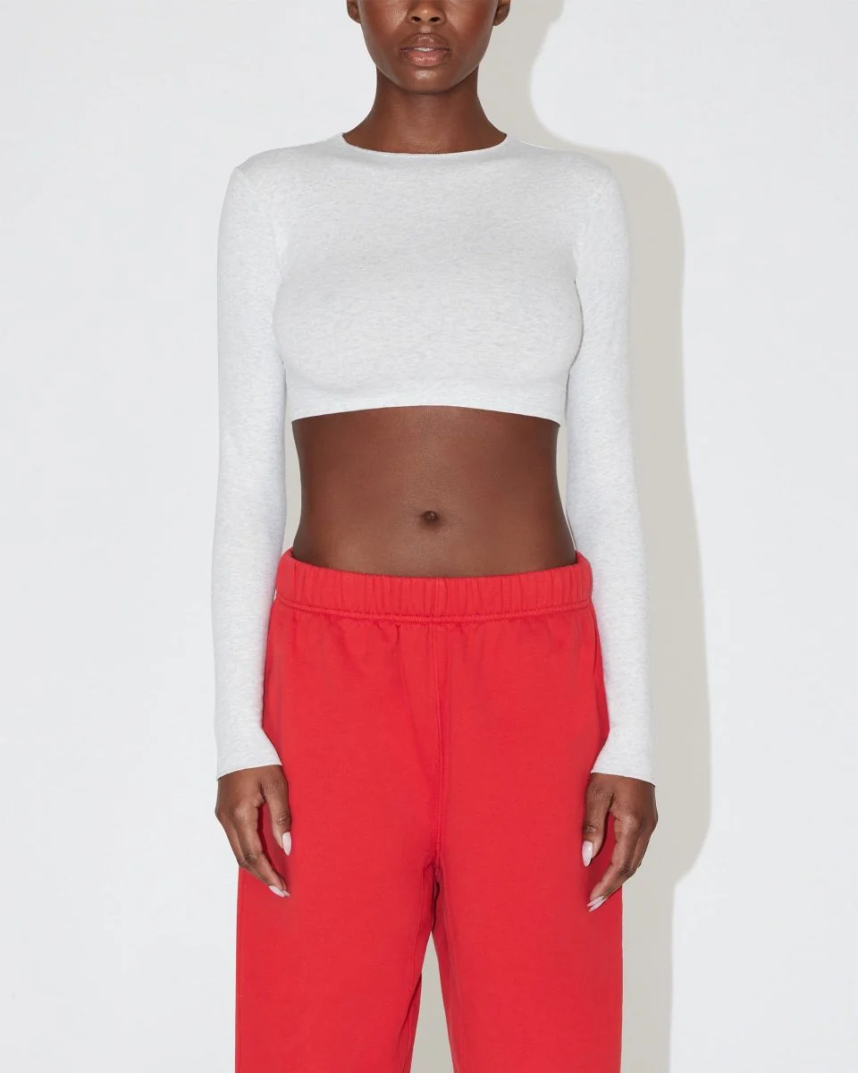 Long Sleeve Wrap Top | Light Heather Grey - Image 5