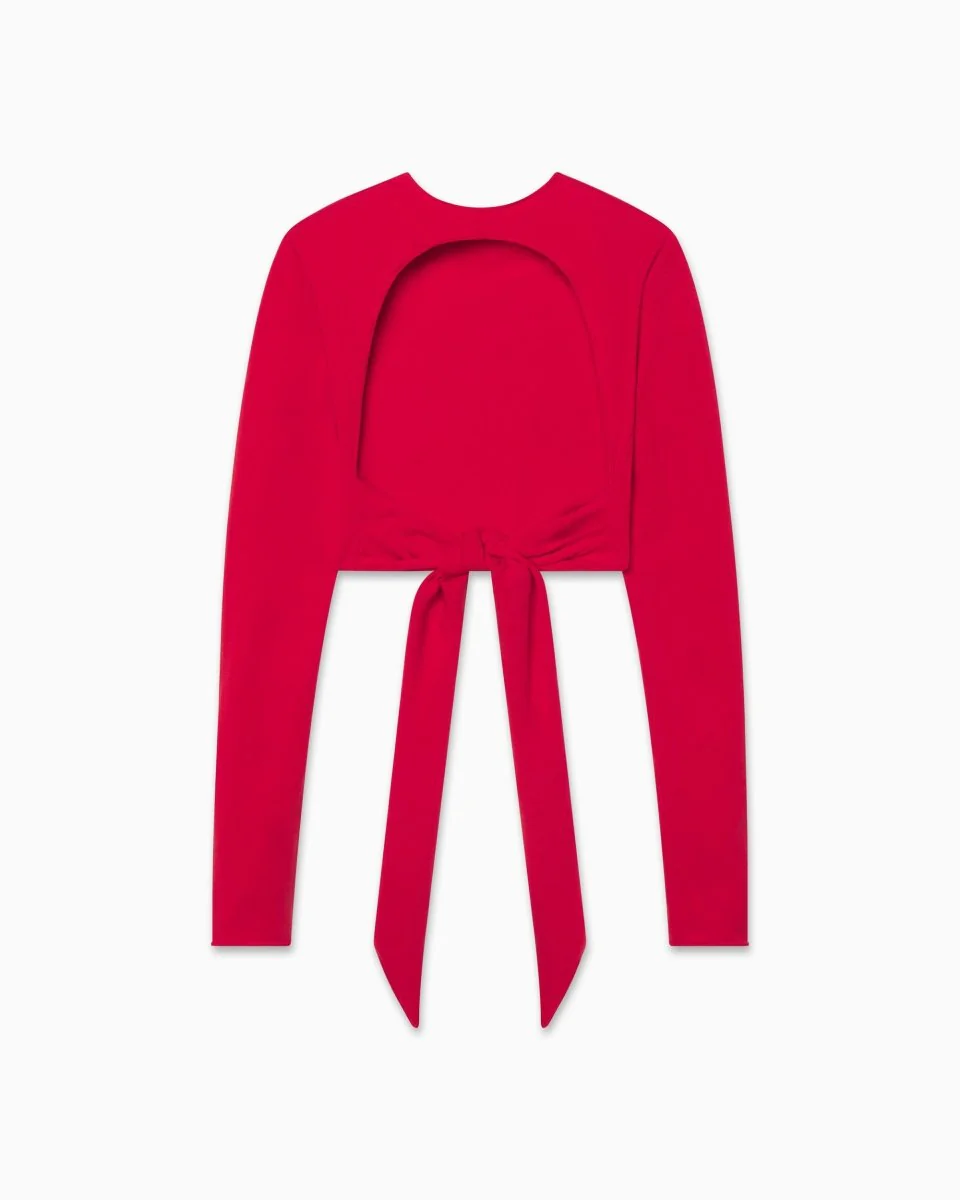 Long Sleeve Wrap Top | Red - Image 3